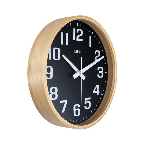 Leni Contemporary Style Wood Wall Clock 26cm (Black)