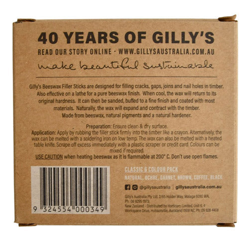 Gilly's Pure Beeswax Filler Sticks 6pcs