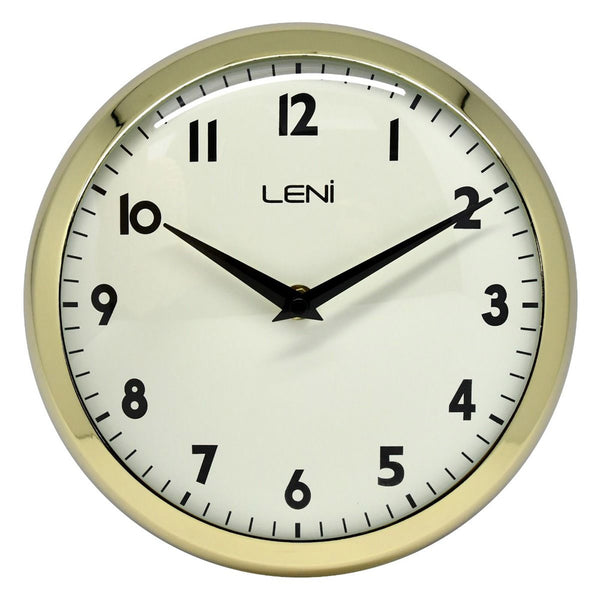 Leni Metal School Wall Clock 23cm (Gold)