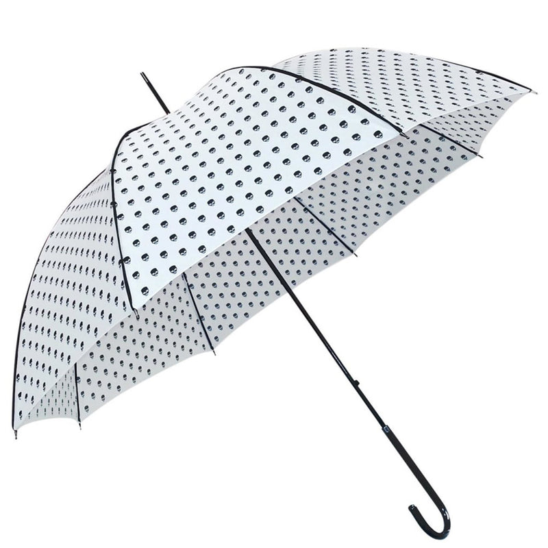 Umbrella with Black Skull Prints (White)