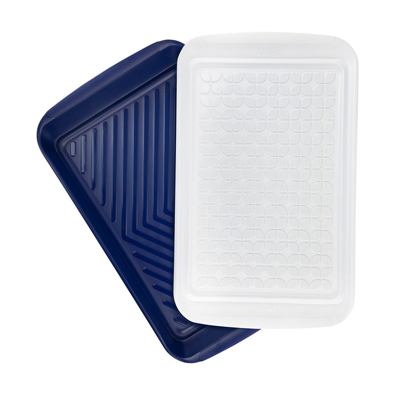 Tovolo Large Marinade Tray Set (Blue/White)