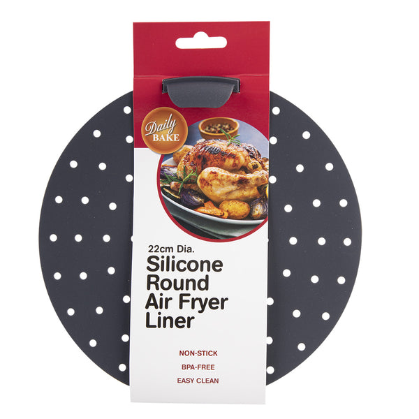 Daily Bake Silicone Round Air Fryer Liner 22cm (Charcoal)