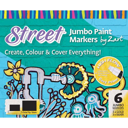Street Paint Marker 15mm 6pk (Gold/Silver)