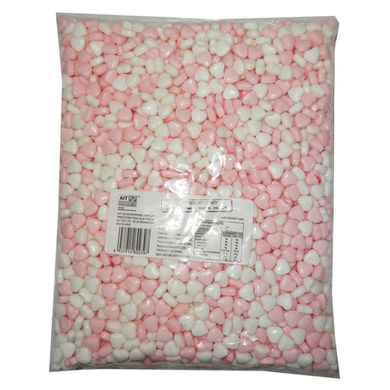 Compressed Candy Pink and White Hearts 1kg