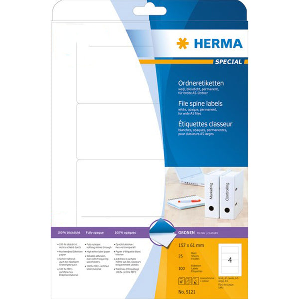 Herma File Spine Labels A4 White 25pc (157x61mm)