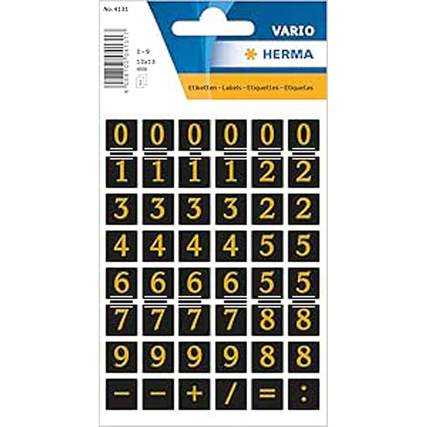 Herma Embossed Film Number Sticker #0-9 (Black/Gold)