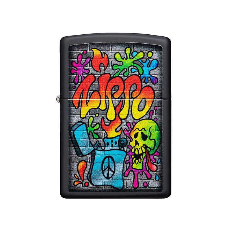 Zippo Street Art Design Windproof Lighter (Matte Black)