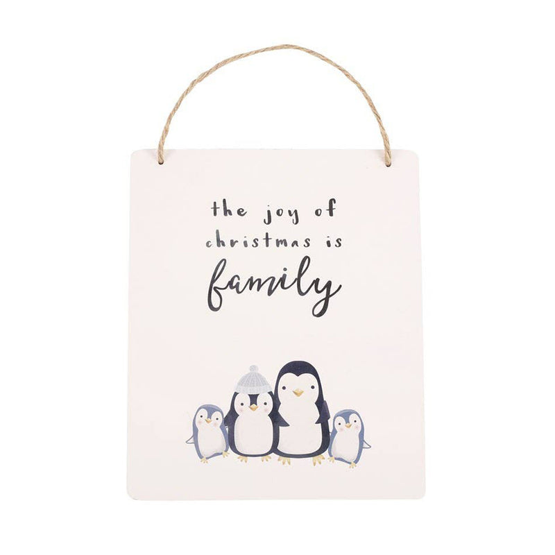 Joy of Christmas Penguin Family MDF Hanging Sign