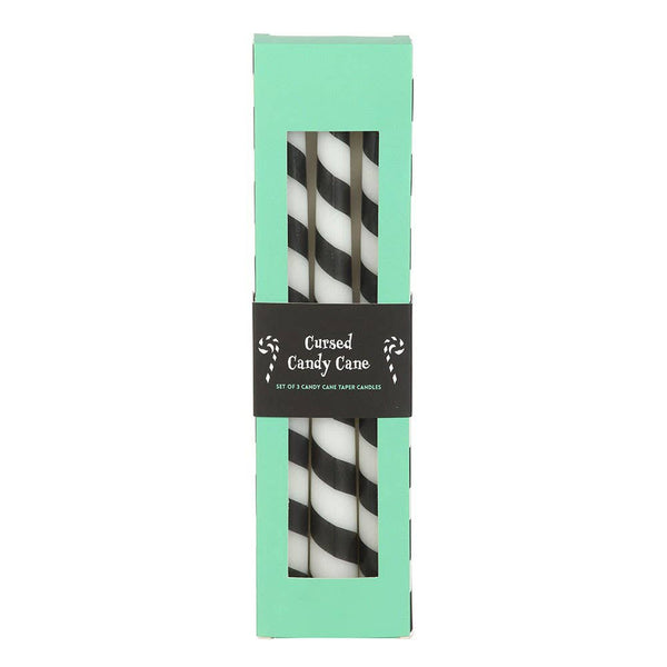 Black Candy Cane Taper Candles (Set of 3)
