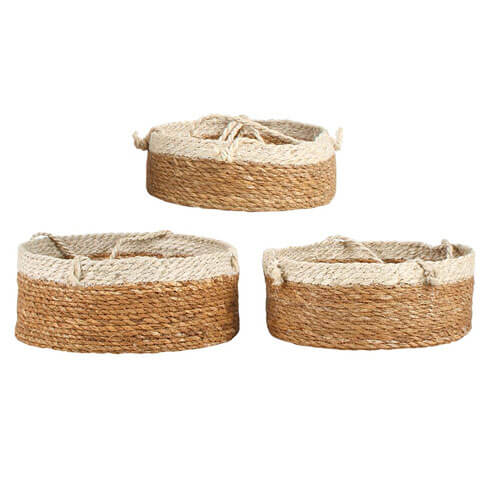 Airlie Set of 3 Jute Hanging Basket w/ Rope Hanger (28x12cm)