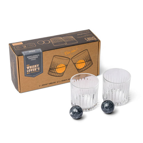 Gentlemen's Hardware Cocktail Tumbler & Whiskey Stones Set