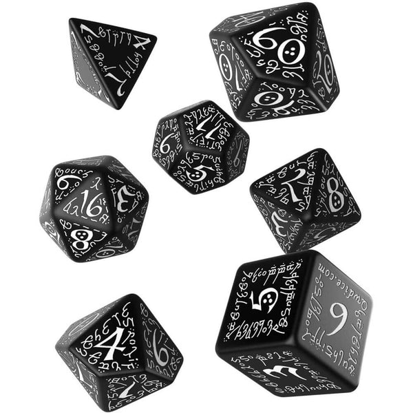 Q Workshop Elvish Black & White Dice Set of 7