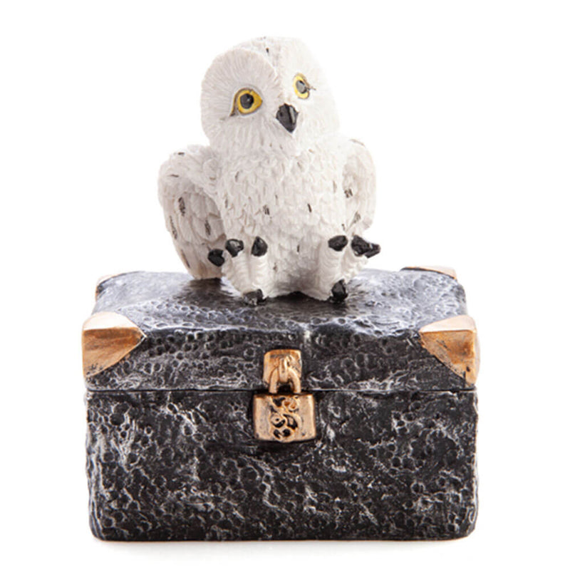 Snowy Owl Metal Chest Trinket Box