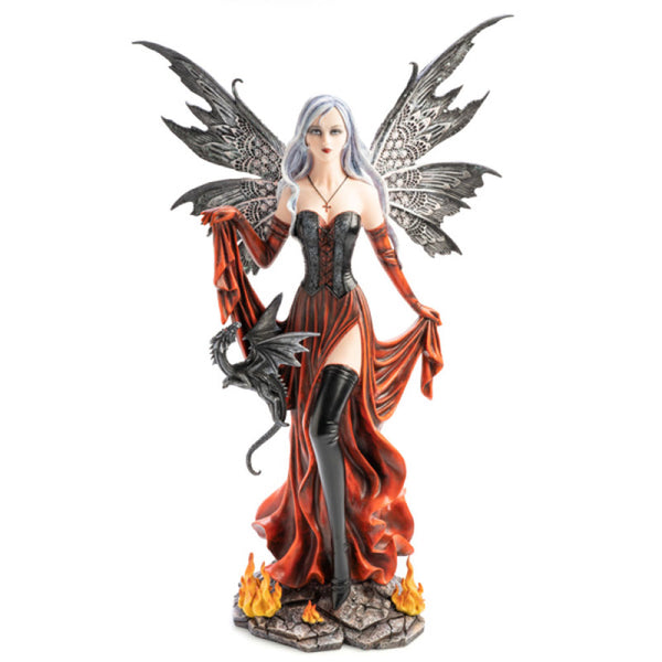 Fire Fairy with Black Dragon Figurine