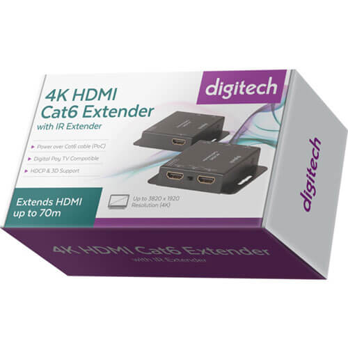 Digitech 4K HDMI Category 6 Extender with Infrared (70m)