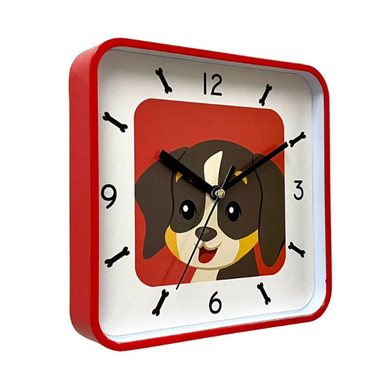 犬の小さな正方形の壁の時計