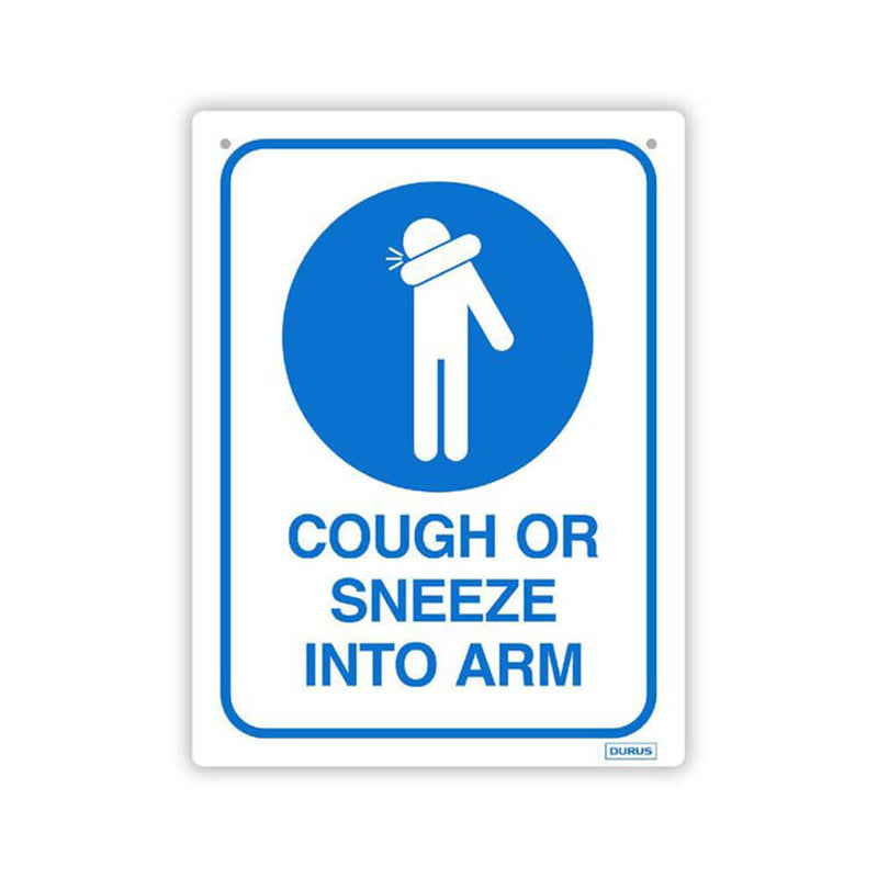 硬い咳または腕の壁の標識にくしゃみをします