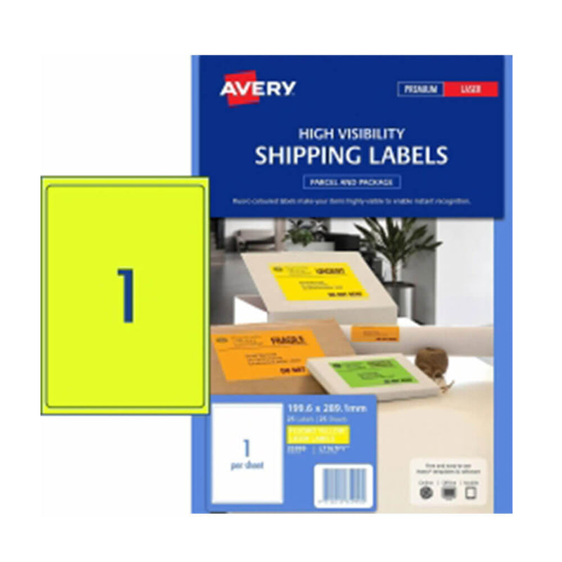 Avery High Bivisibility Shipping Label 25pk 1/Sheet