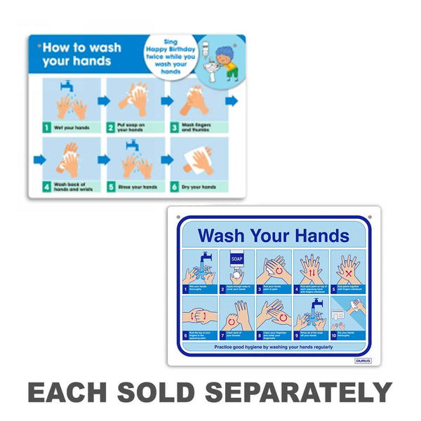 Durus How To Wash Hands Wall Sign (Blue/White)