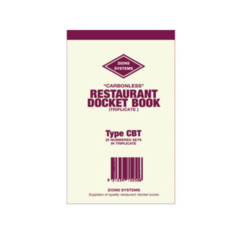 Zions Carbonless Triplicate Restaurant Docket Book