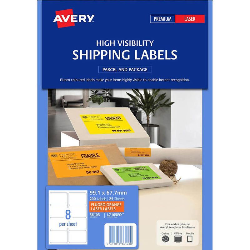 Avery High Bivisibility Shipping Labels