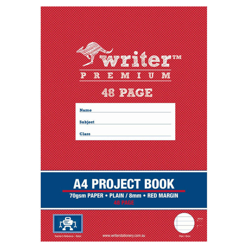 Writer Premium Plain & Ruled Project Book 8mm A4