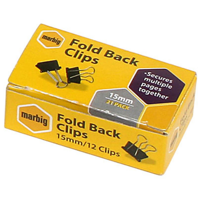 Marbig Fold Back Clips 12/Box（黒）