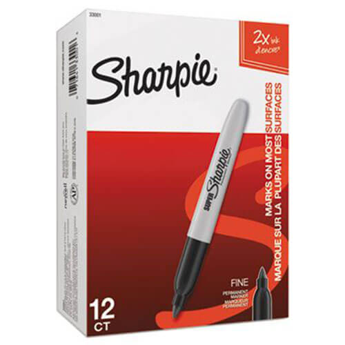 Sharpie Permanent Super Fine Point Marker 12pcs (Black)